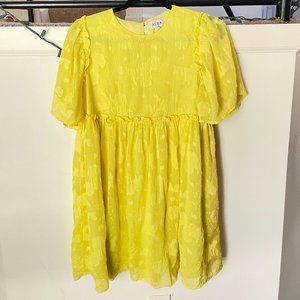 Aura It's Your Turn Lemon Yellow Floral Print Dress- Size Large